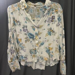 Free People Floral Button-Up Blouse